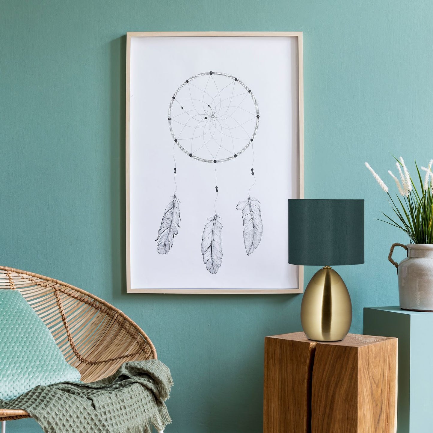 Bedside lamp with touch function brass