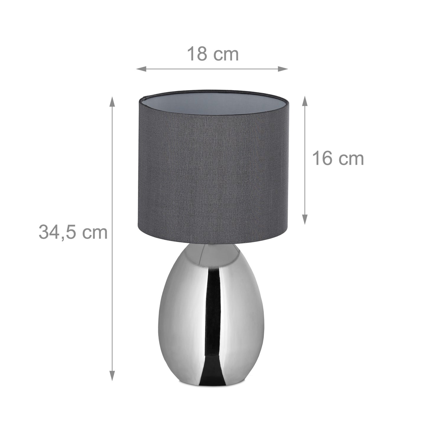 Bedside lamp with touch function silver