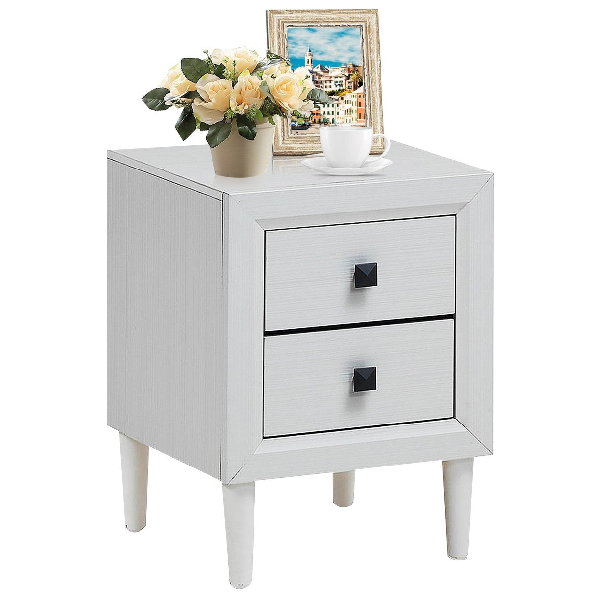 Bedside tables wooden side table with 2 drawers coffee table modern sofa table white