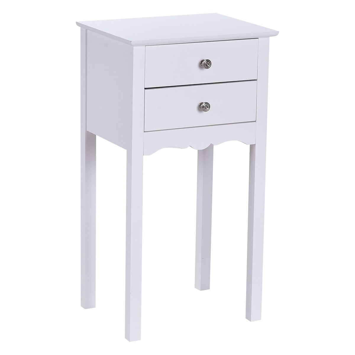 Bedside table with 2 drawers and anti-tilt protection. Modern side table 40 x 32 x 75 cm white
