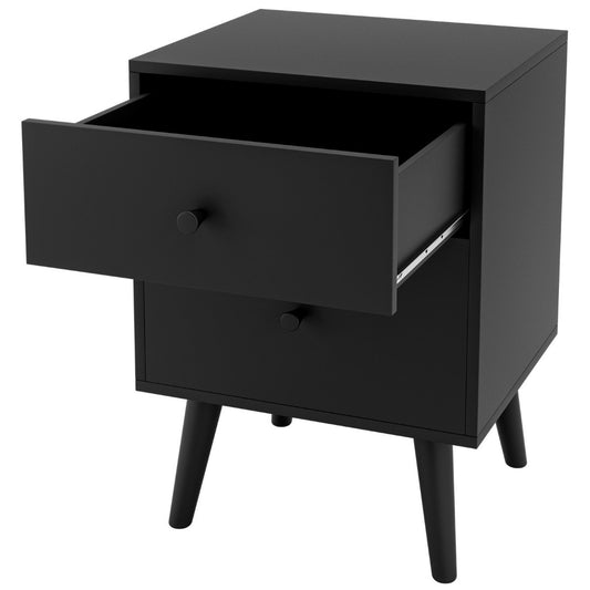 Bedside table with 2 drawers side table with solid wood legs 45 x 39.5 x 62 cm oak