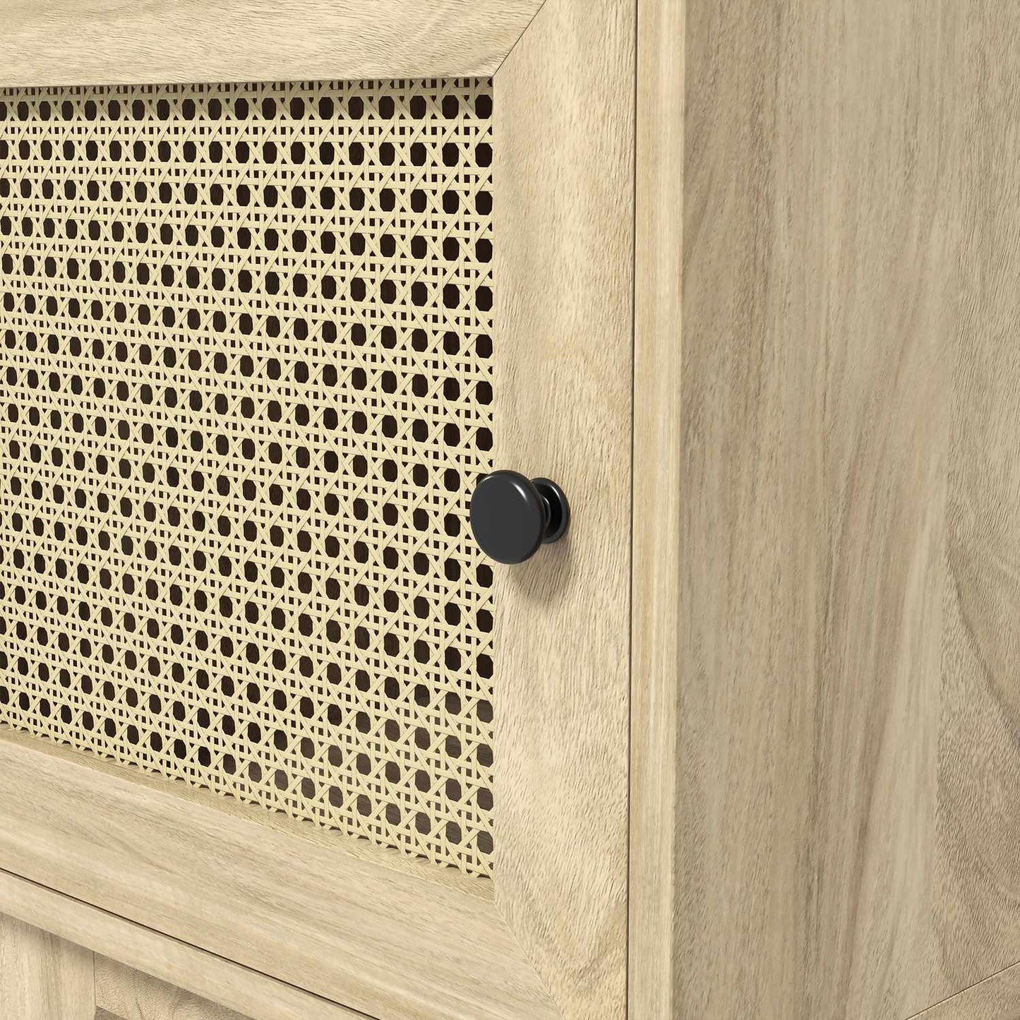 Natural bedside table with storage, 39 x 35 x 60 cm