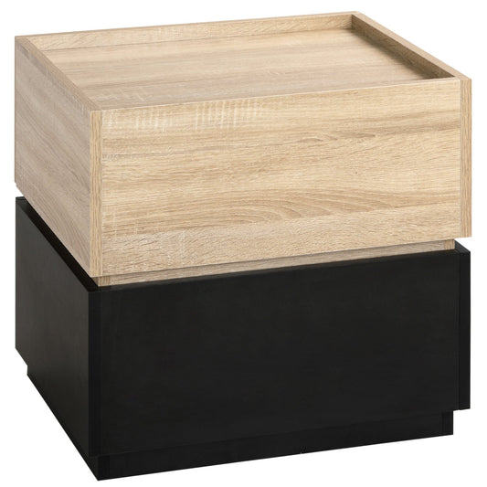 Stackable Black & Natural Nightstand, 50x40x47.5 cm