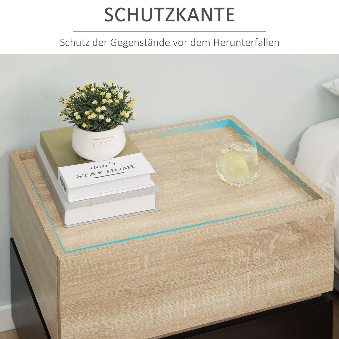 Stackable Black & Natural Nightstand, 50x40x47.5 cm