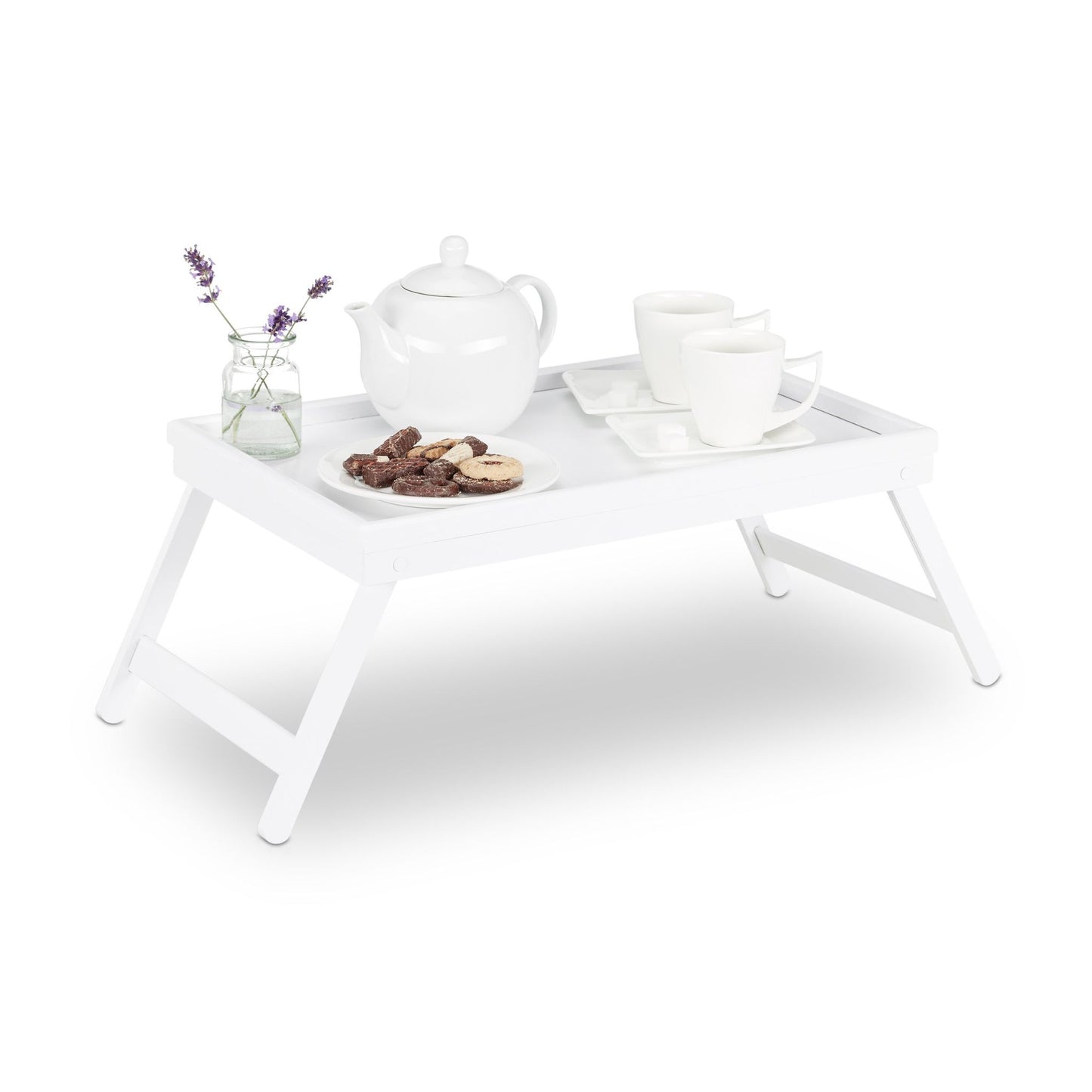 Bed tray bamboo white