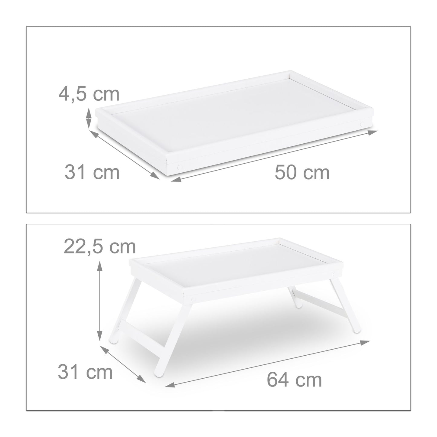 Bed tray bamboo white