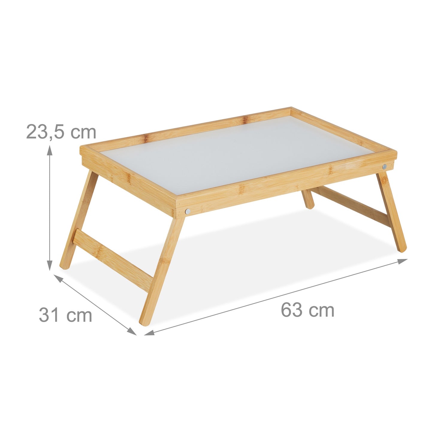 Bed tray in white and bamboo