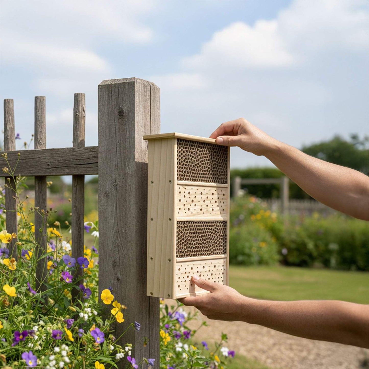 Bee Hotel for Wild Bees – Large Wooden Insect House
