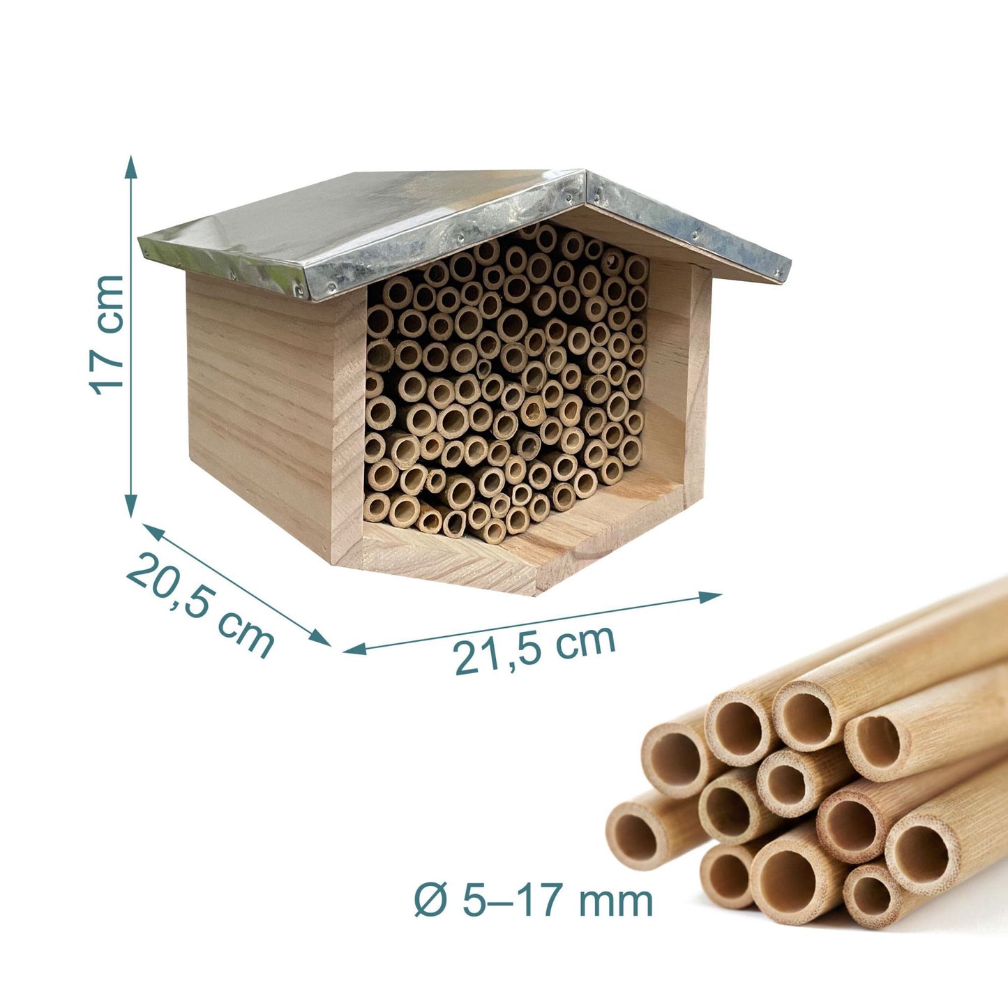 Bee Hotel with Metal Roof for Wild Bees