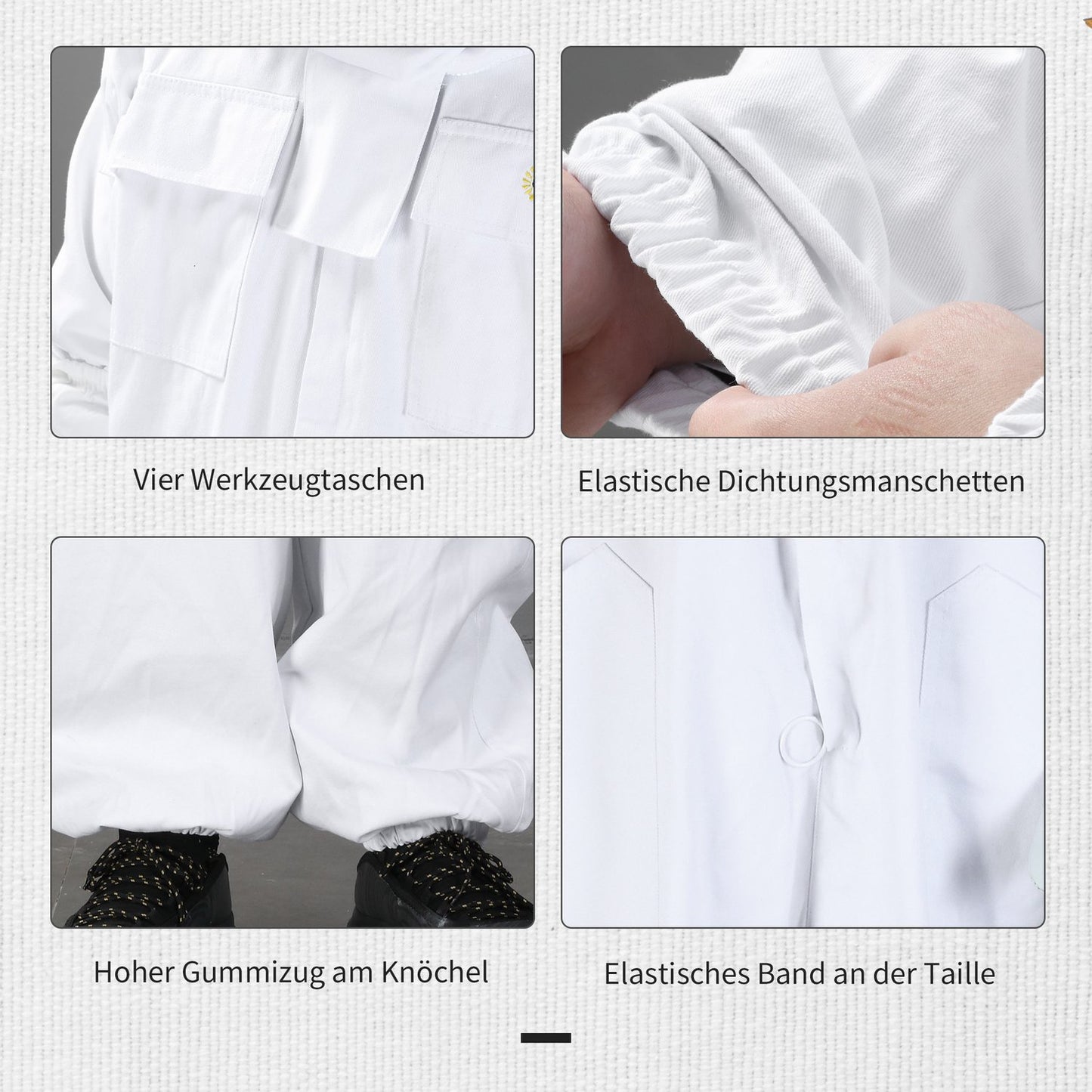 Cotton beekeeping suit with veil and gloves, unisex, XXXL
