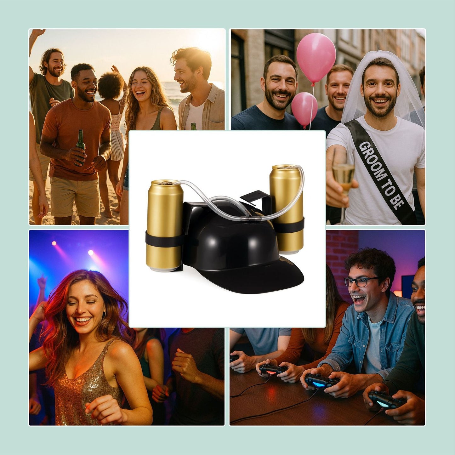 Beer Hat for Hands-Free Party Drinking
