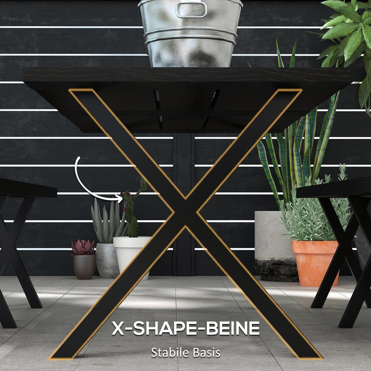 Black beer tent set - table, 2 benches, wooden look, 180x80x73 cm