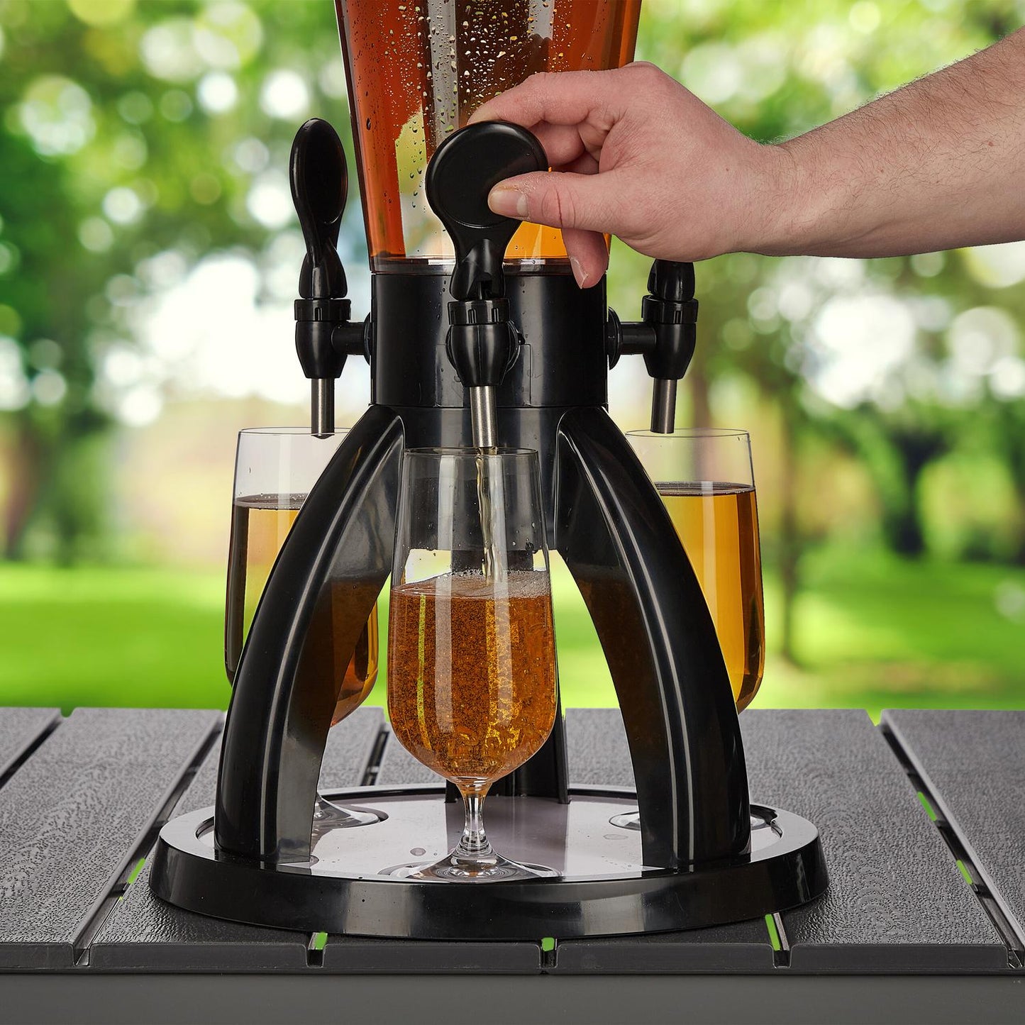 Beer Tower Dispenser, 4L, 3 Taps, Portable Party Use