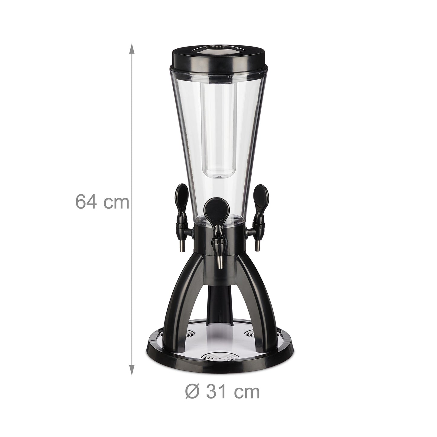 Beer Tower Dispenser, 4L, 3 Taps, Portable Party Use