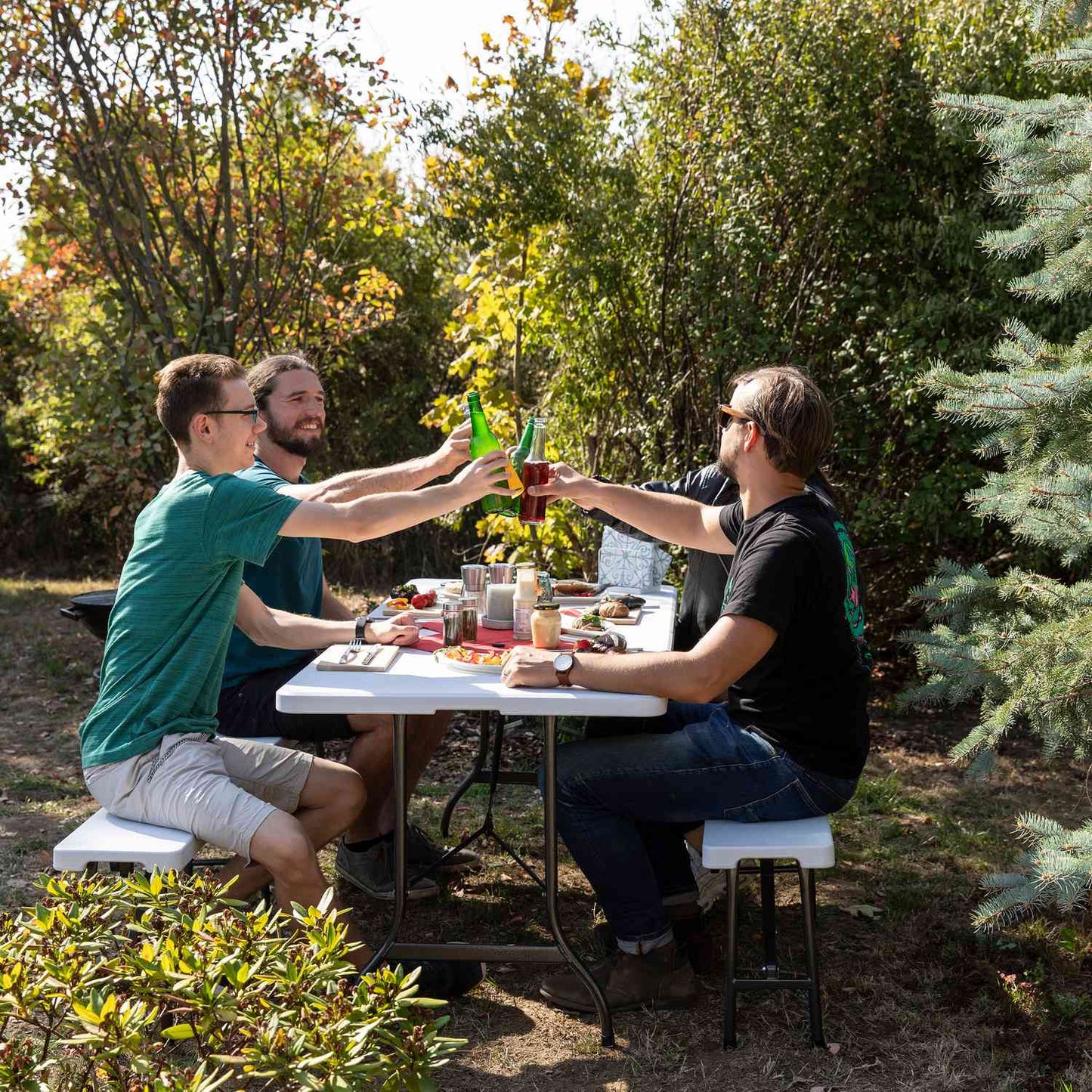 Beer bench white Set of 2