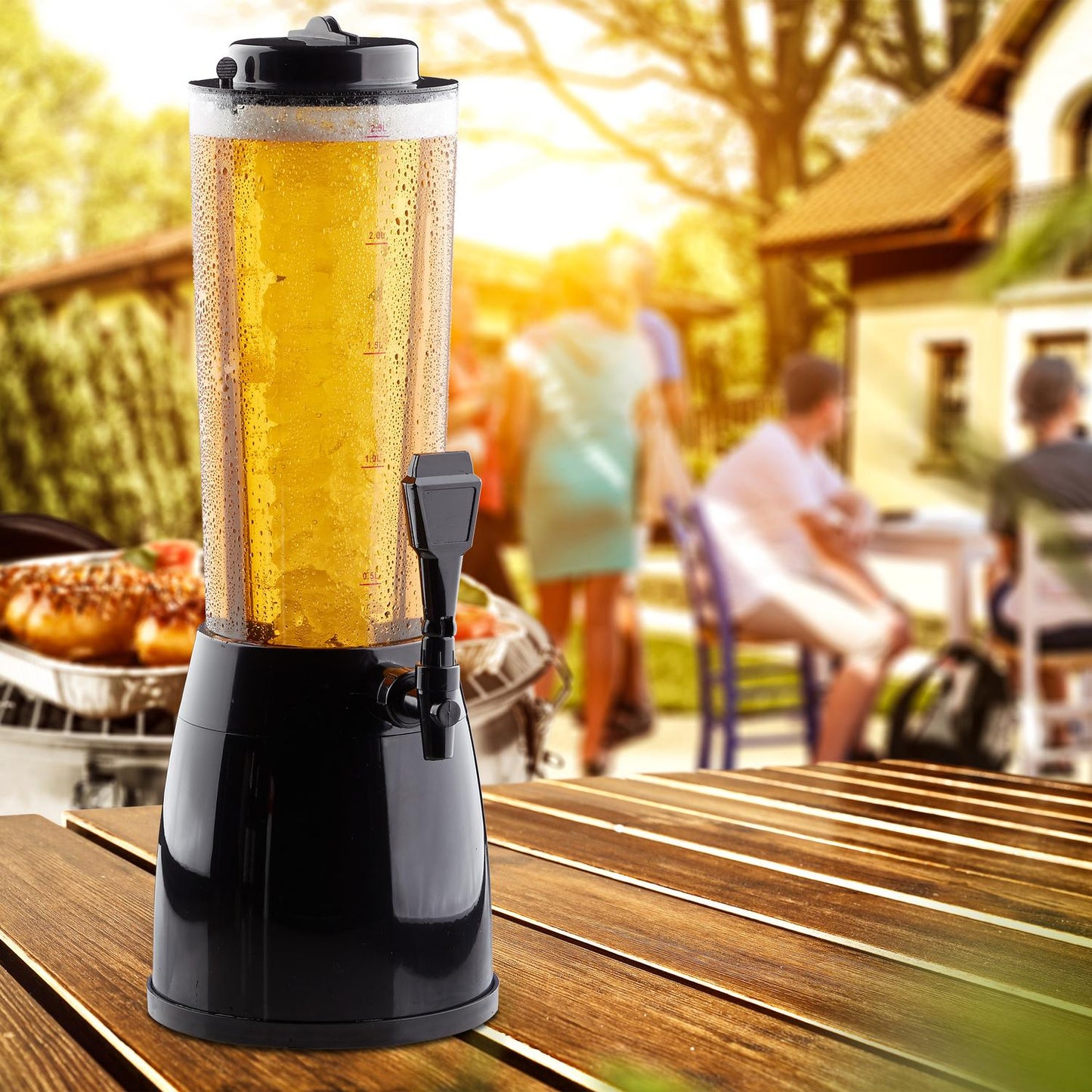 Beer column with tap