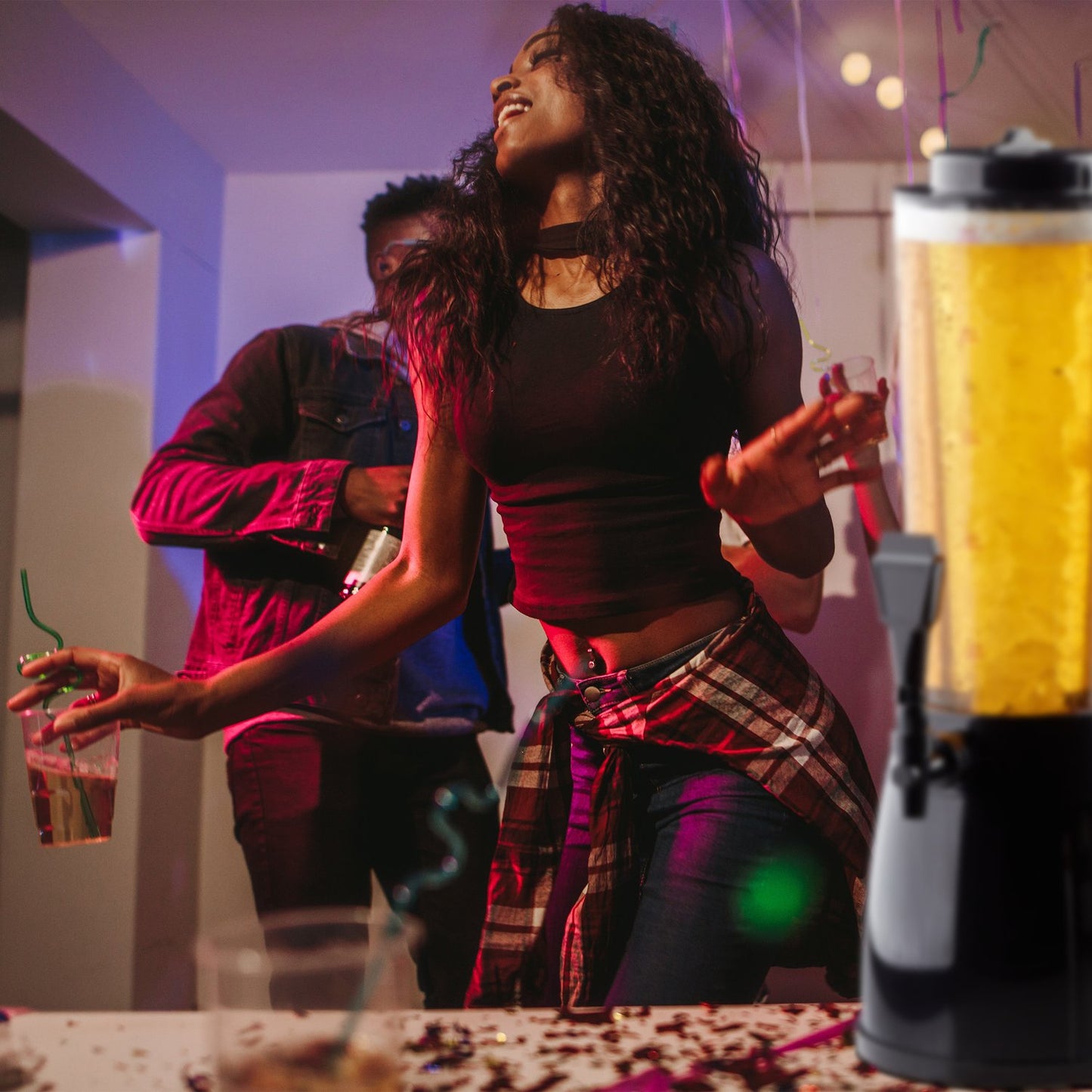 Beer column with tap