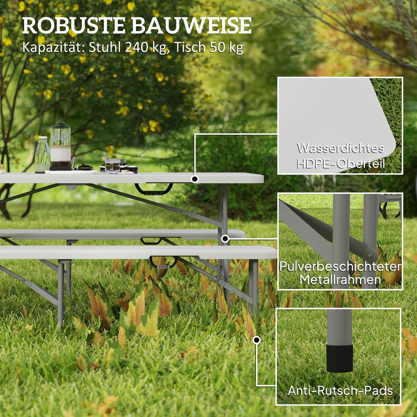 Foldable Beer Table Set - 3 Piece, Portable for Parties