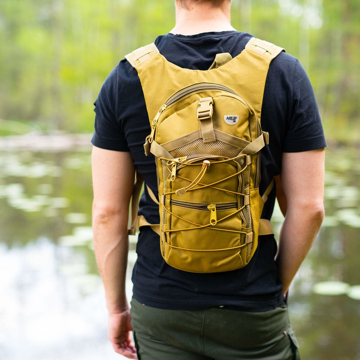 Beige Backpack, Large Capacity, Durable Fabric
