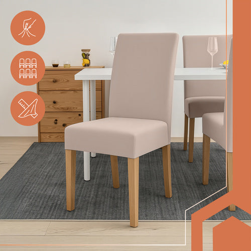 Beige Chair Covers, Set of 6, Stretchable Fabric