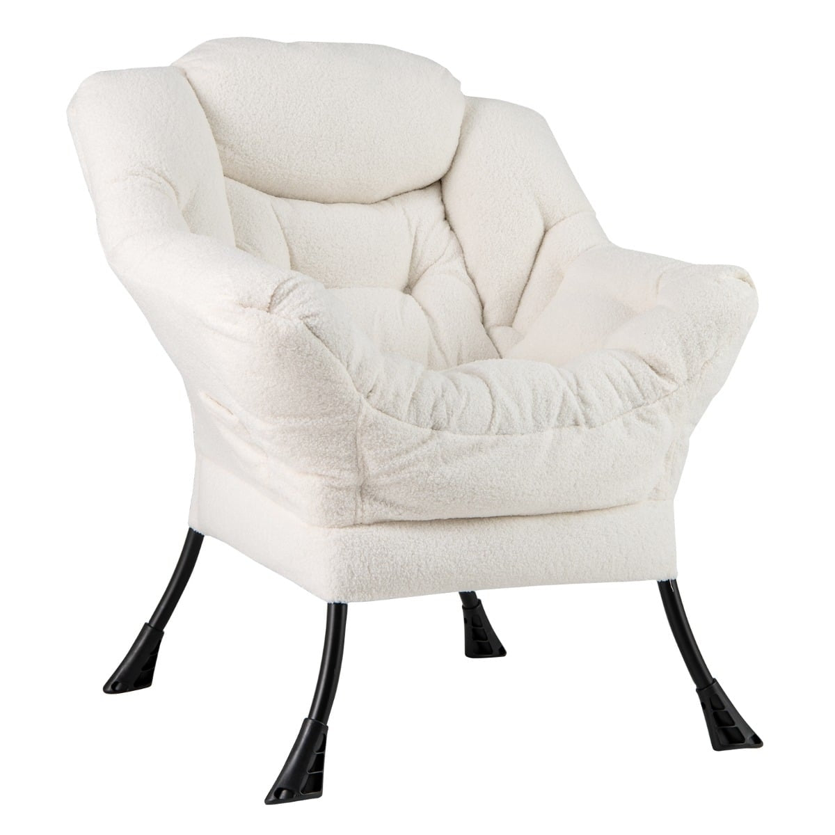 Beige Recliner Chair with Armrests, Side Pocket & Footrest