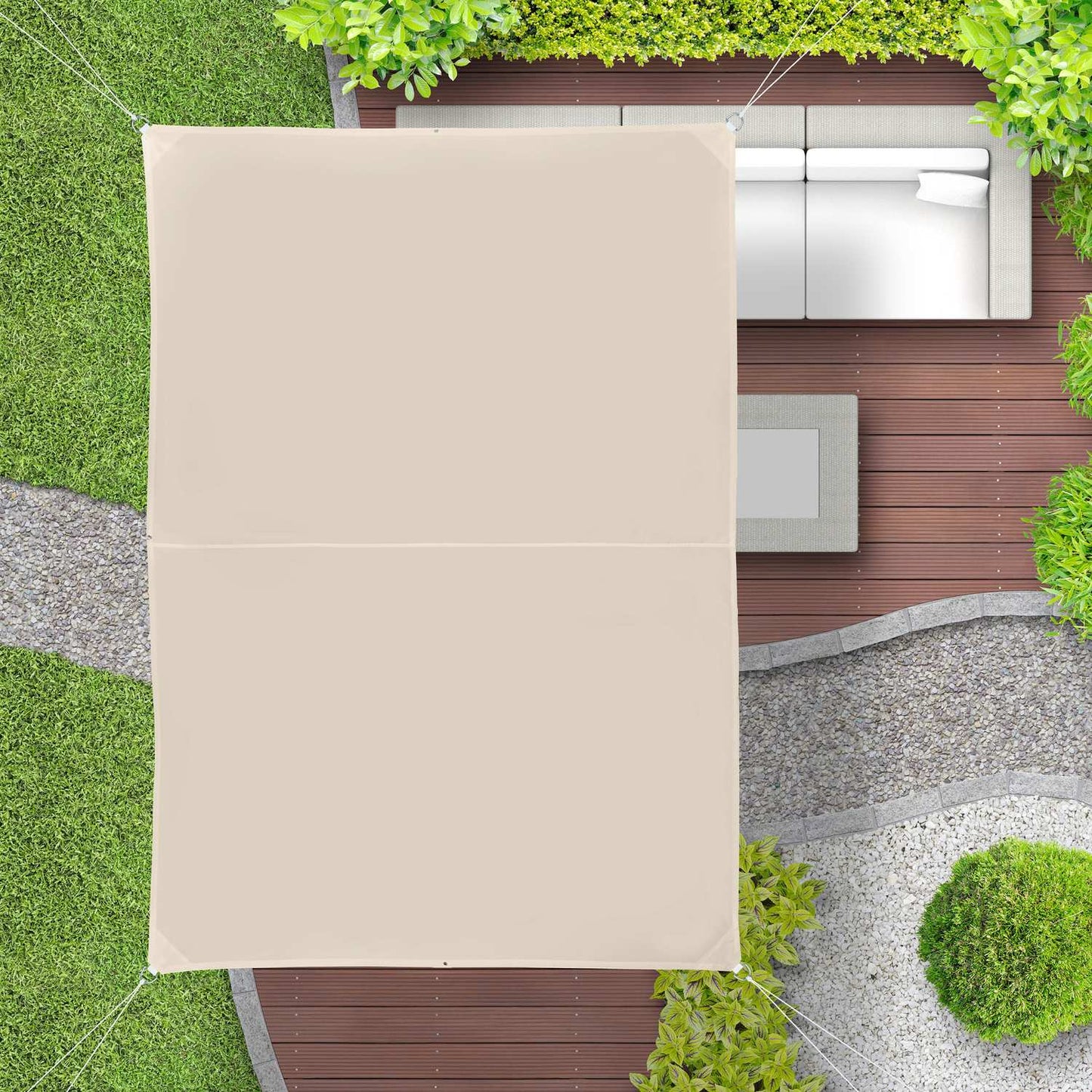Beige Rectangular Shade Sail – UV Protection Awning