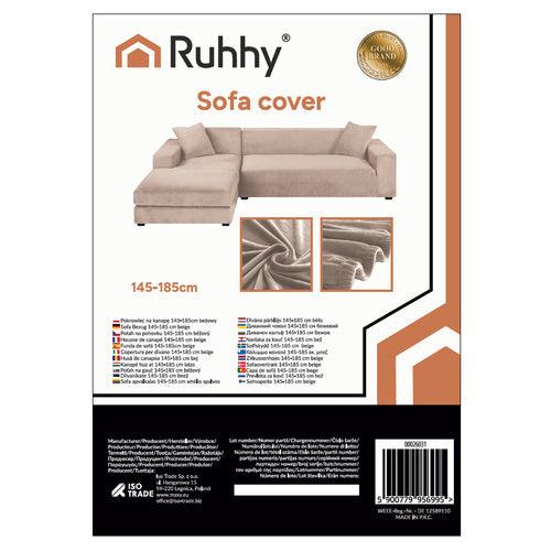 Beige Sofa Cover, 145-185cm, Stretch Fabric