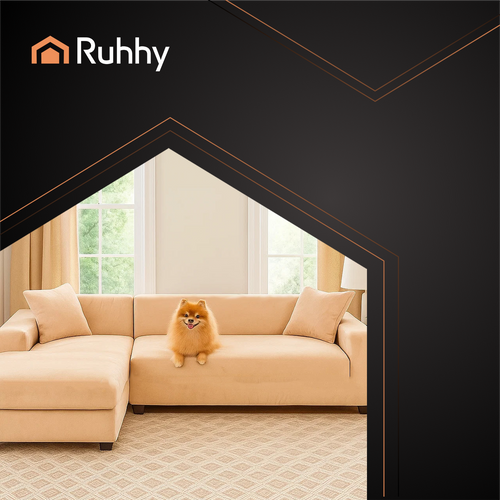 Beige Sofa Cover, Stretchable, 190-230cm
