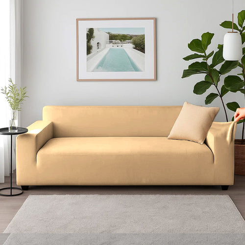 Beige Sofa Cover, Stretchable, 190-230cm