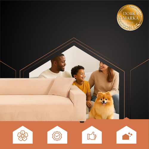 Beige Sofa Cover, Stretchable, 190-230cm