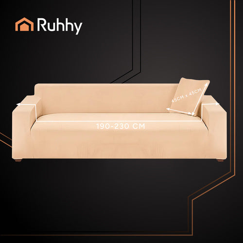 Beige Sofa Cover, Stretchable, 190-230cm