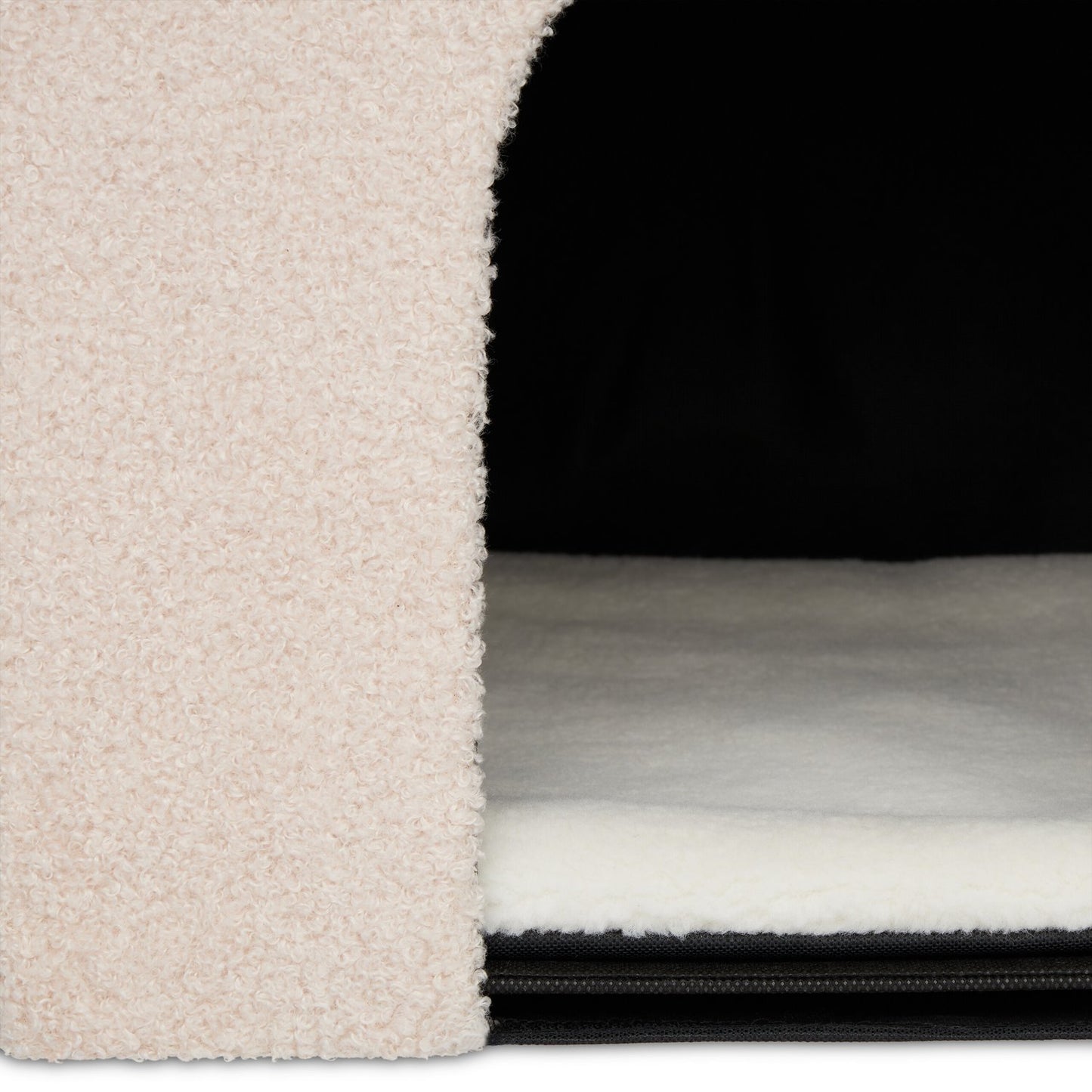 Beige cat pit with scratching surface
