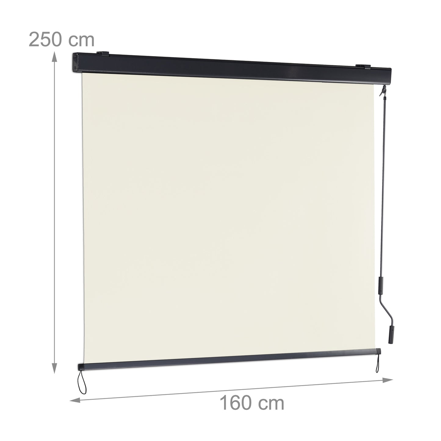 Beige vertical awning with crank