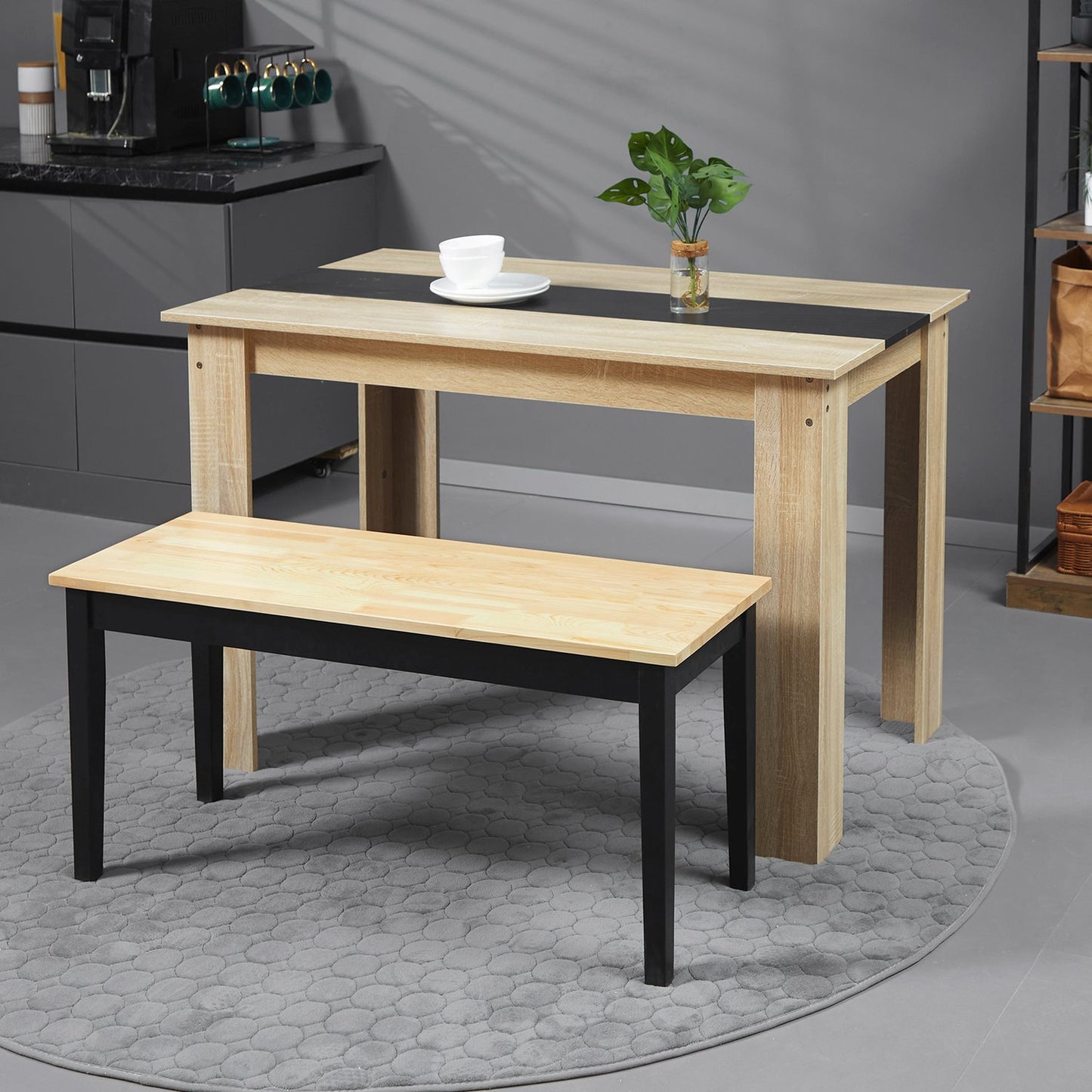 2-seater dining bench in wood, pine, 102x36x45cm, capacity 220 kg