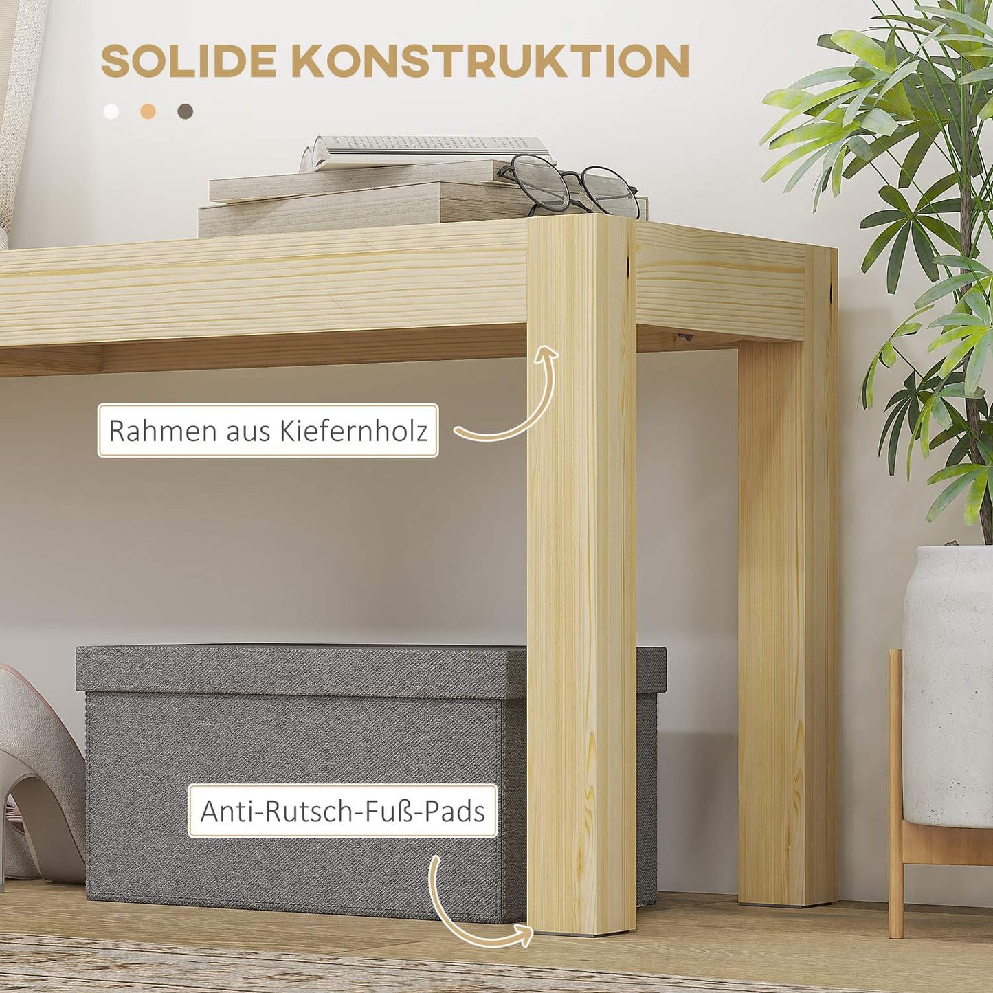 2-seater dining bench in pine, 120x33x45 cm, capacity 240 kg