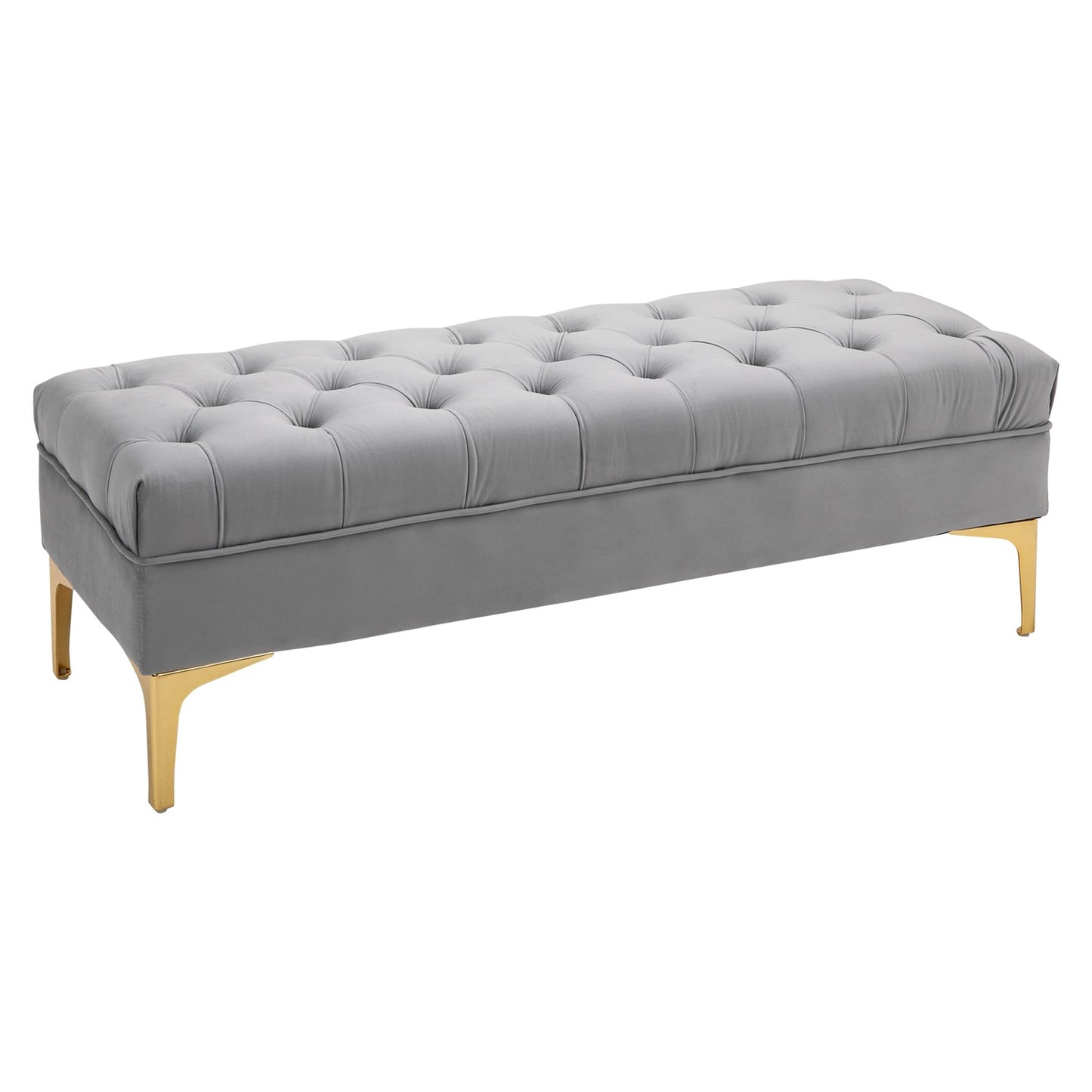 Velvet shoe storage bench, light grey, 118x45x42cm