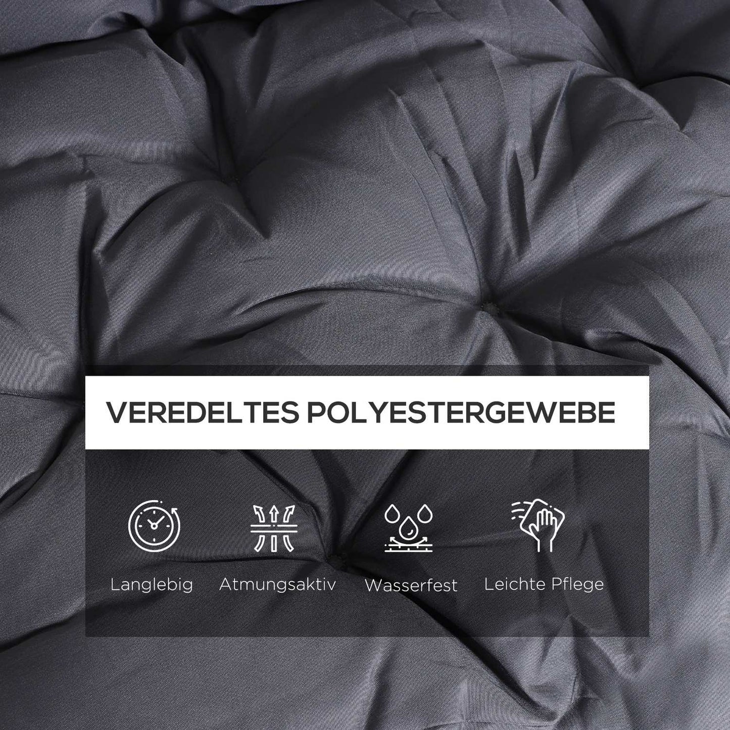 Garden bench cushion set, cotton, dark grey, 150x98x8 cm