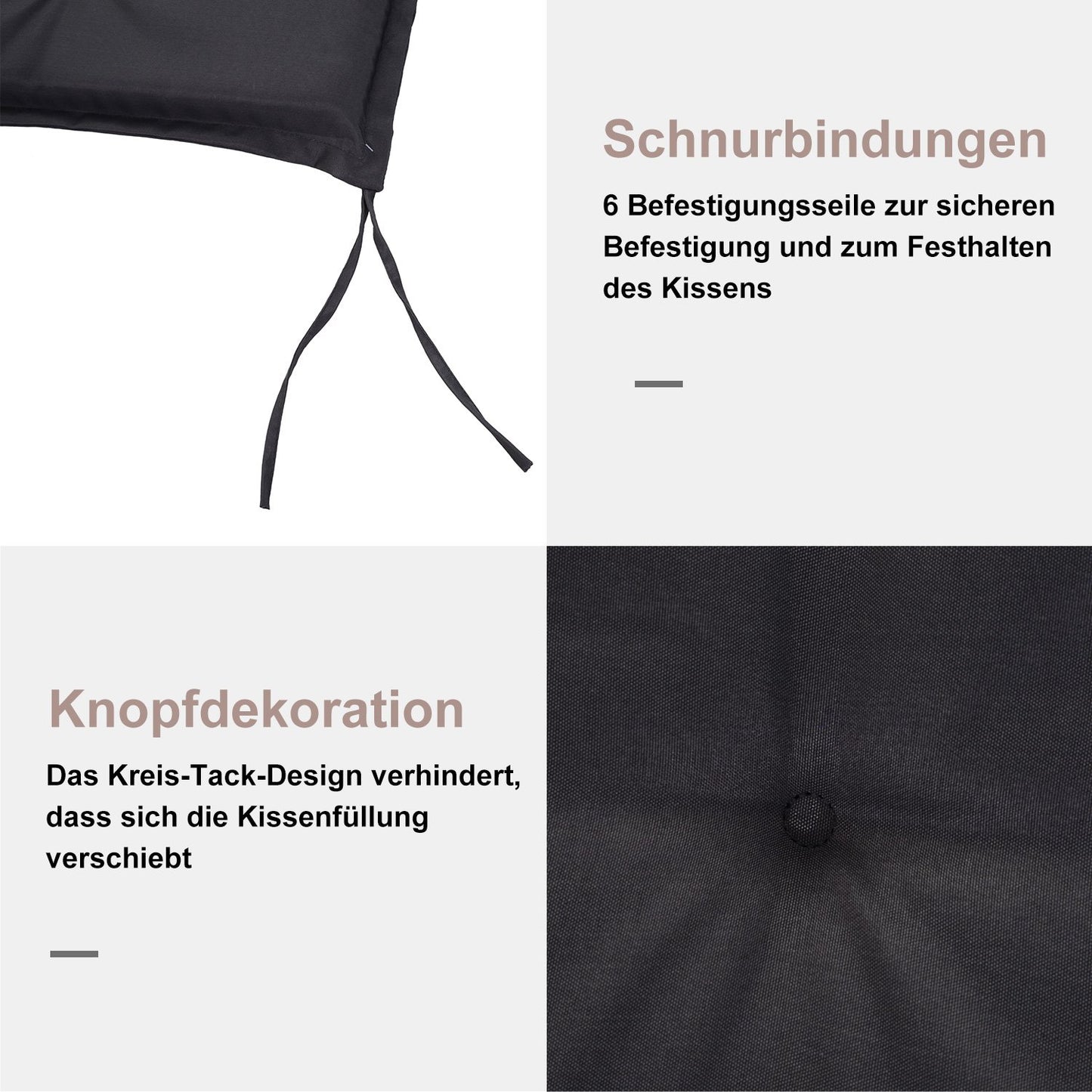 Dark gray garden bench cushions, soft polyester, 120x54x5 Cm