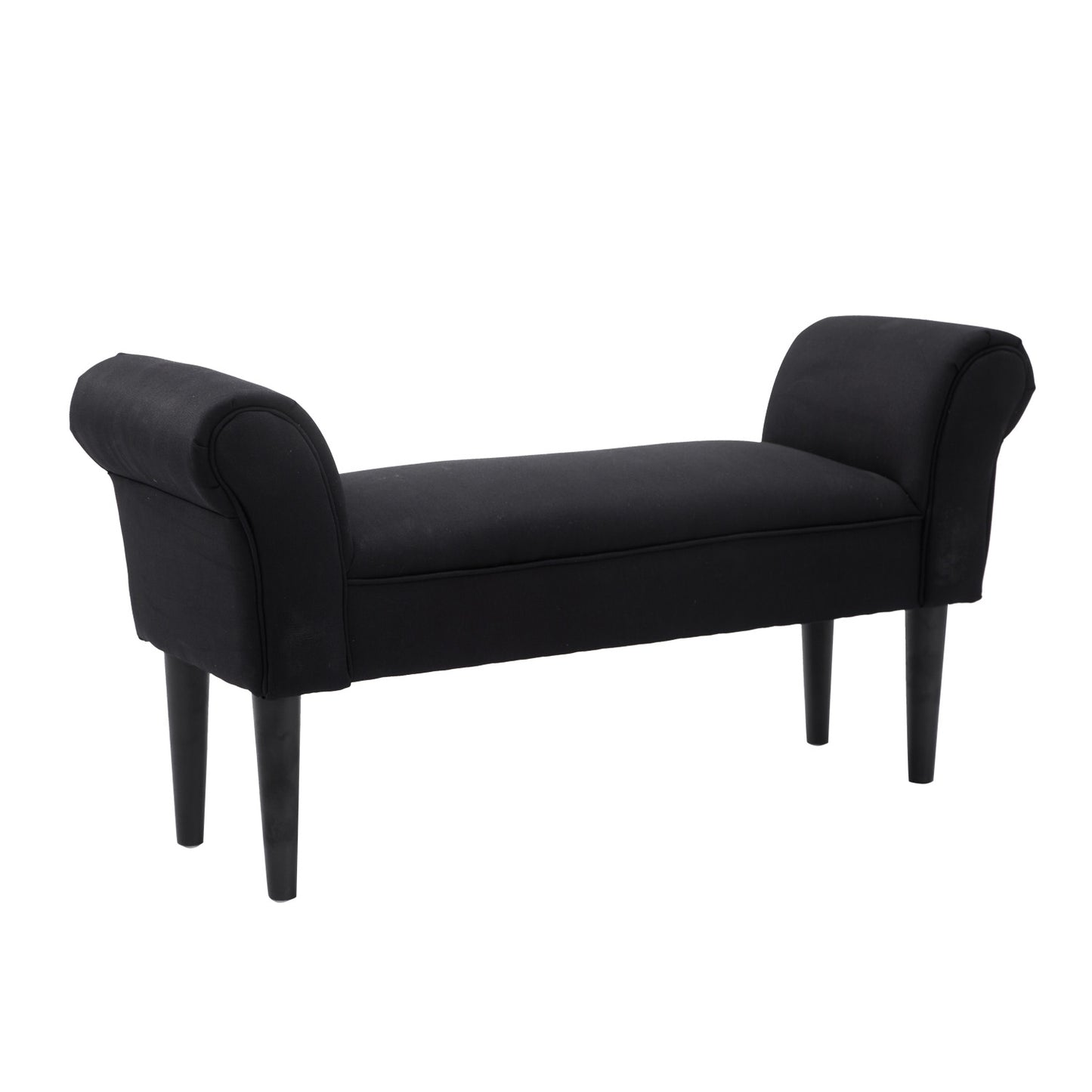 Black upholstered bedroom bench - MDF & Foam, 102x31x51 cm