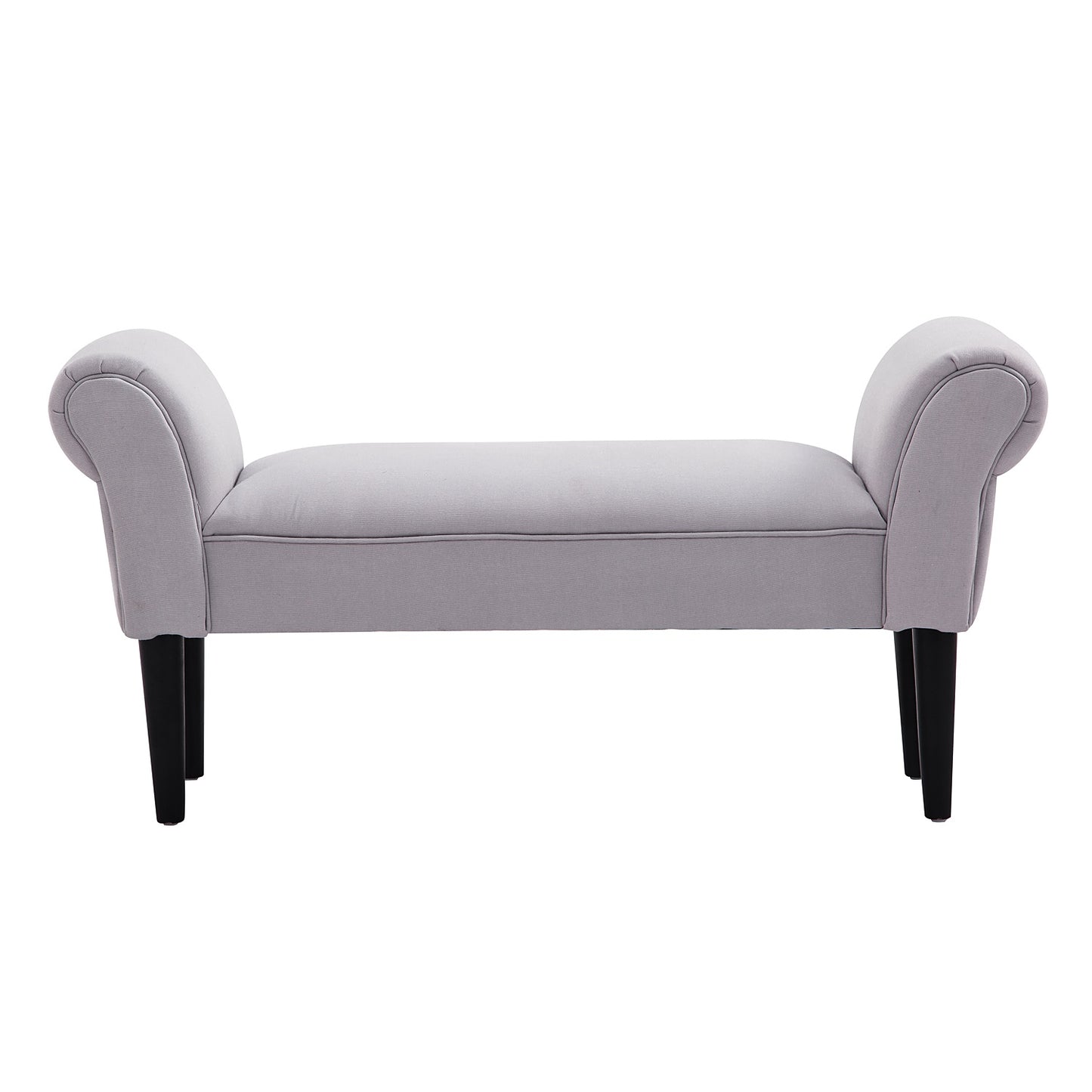 Gray upholstered bedroom bench, MDF & foam, 102x31x51cm