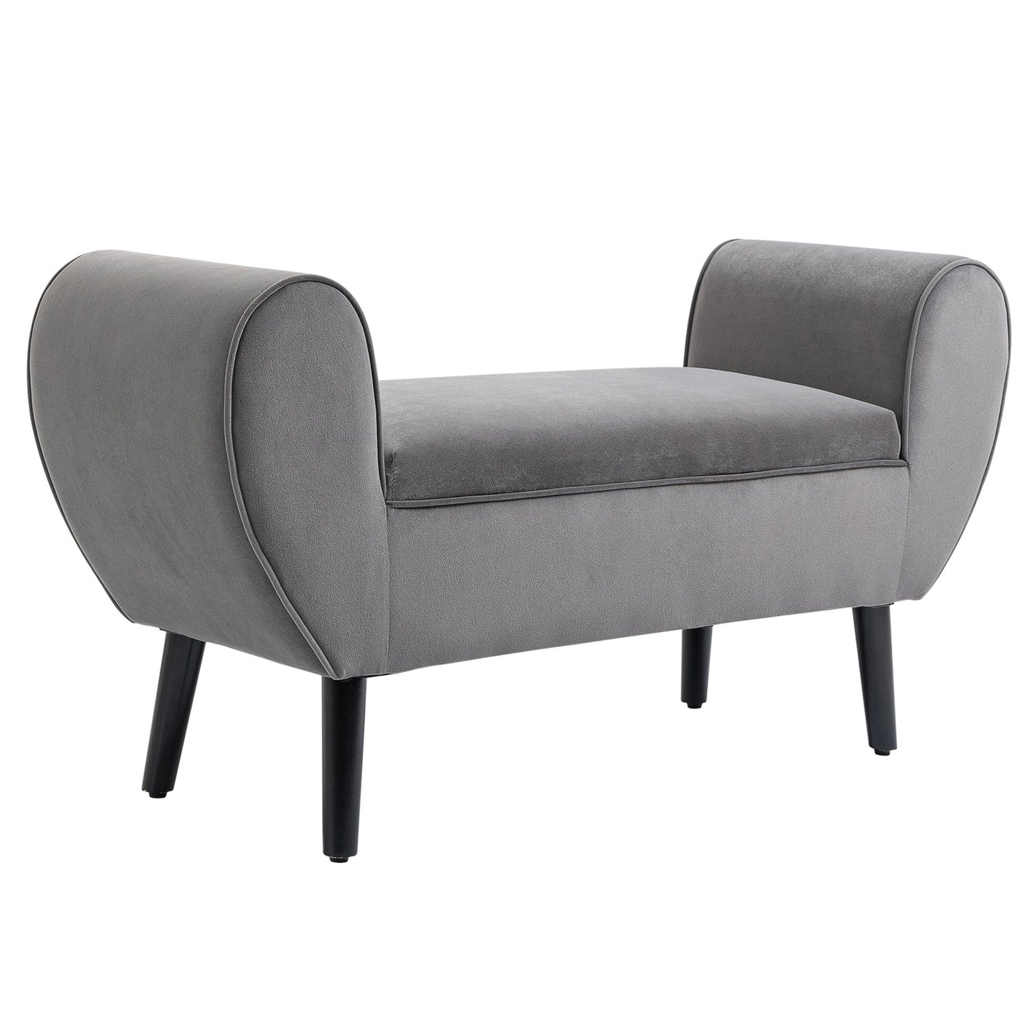 Gray Modern Storage Bench - Velvet, 118x42x66 cm