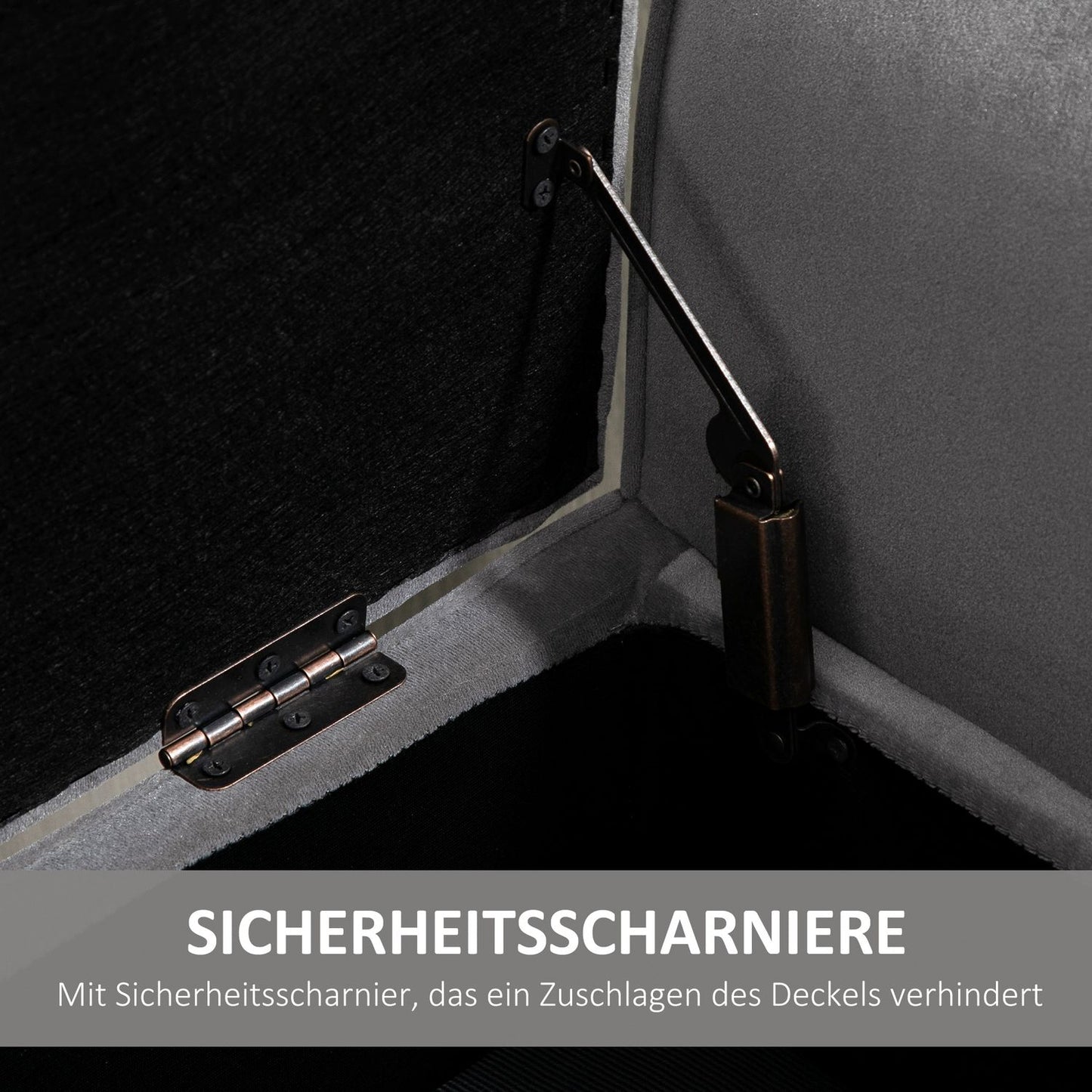 Gray Modern Storage Bench - Velvet, 118x42x66 cm