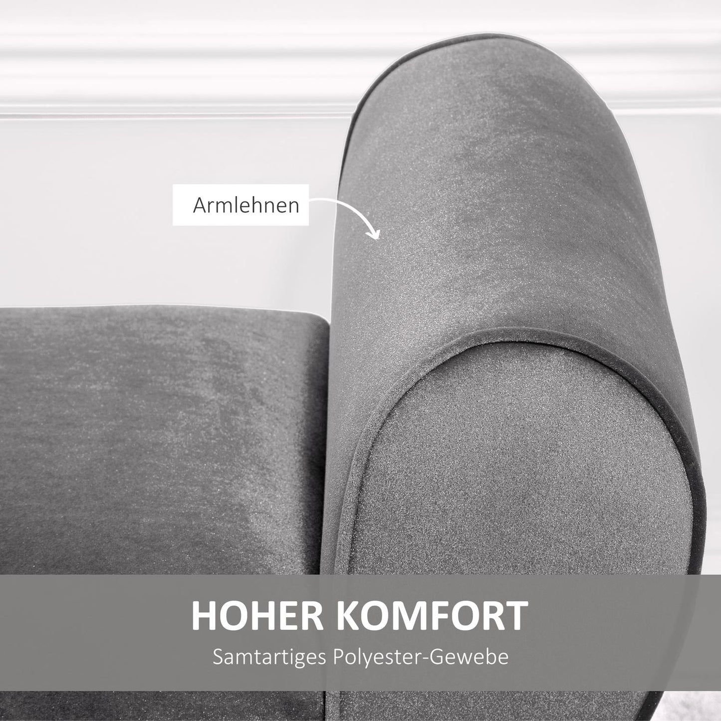 Gray Modern Storage Bench - Velvet, 118x42x66 cm