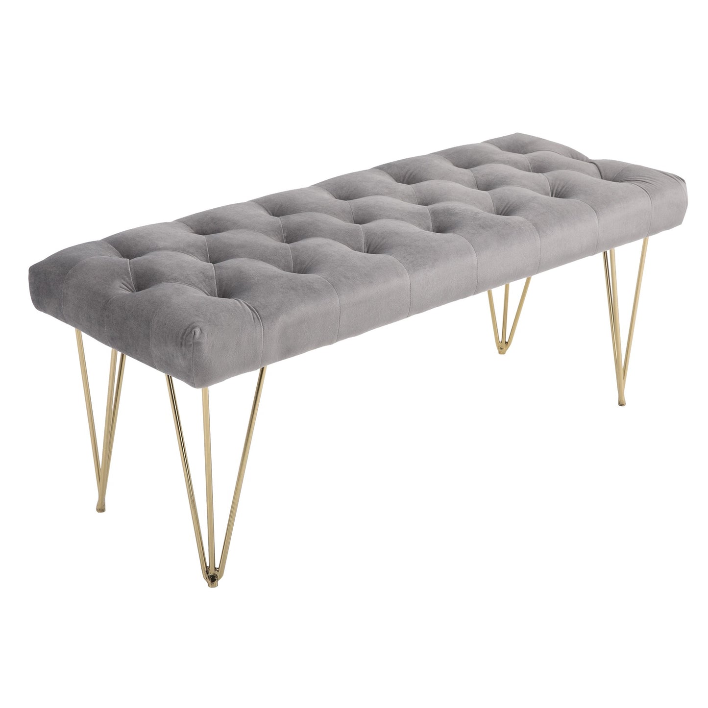 Gray velvet shoe bench - 116x44.5x49 cm, storage in entrance
