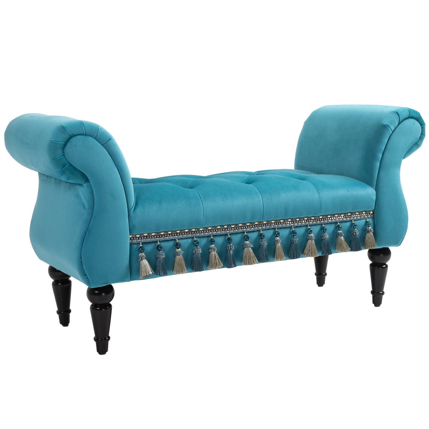 Luxury blue upholstered bench - 117 x 40 x 58 cm