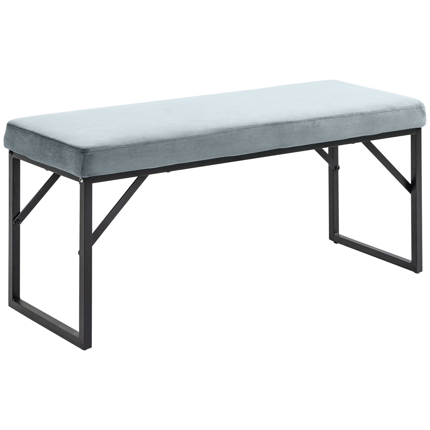 Velvet covered bench, blue, capacity 200 kg