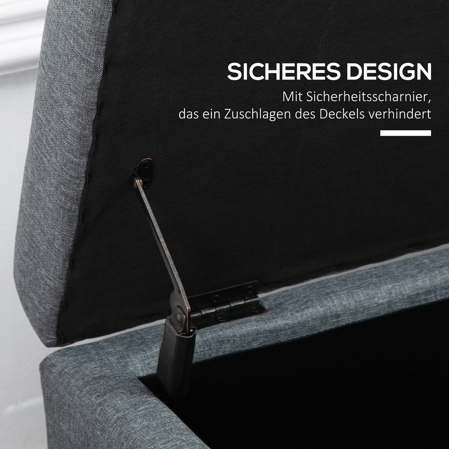 Gray upholstered storage bench - Linnelook Bed & Living Room