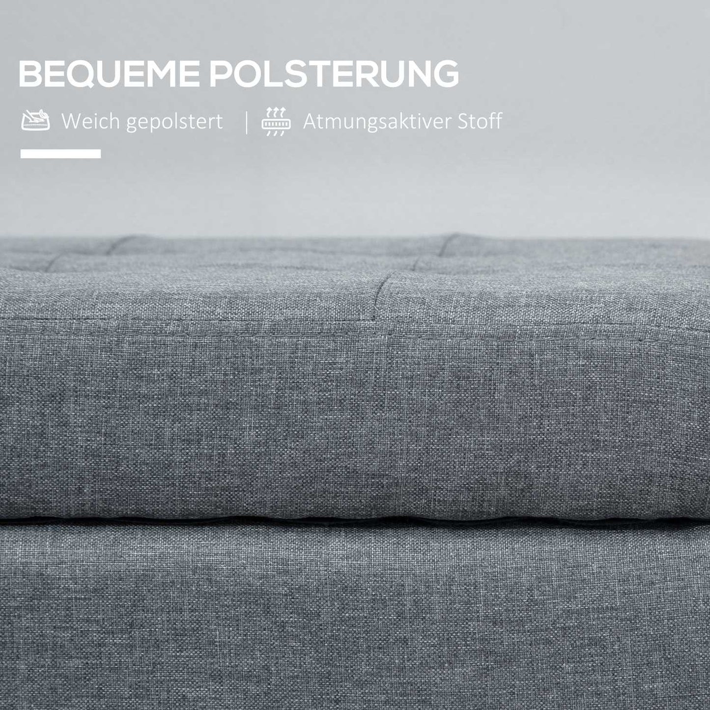 Gray upholstered storage bench - Linnelook Bed & Living Room