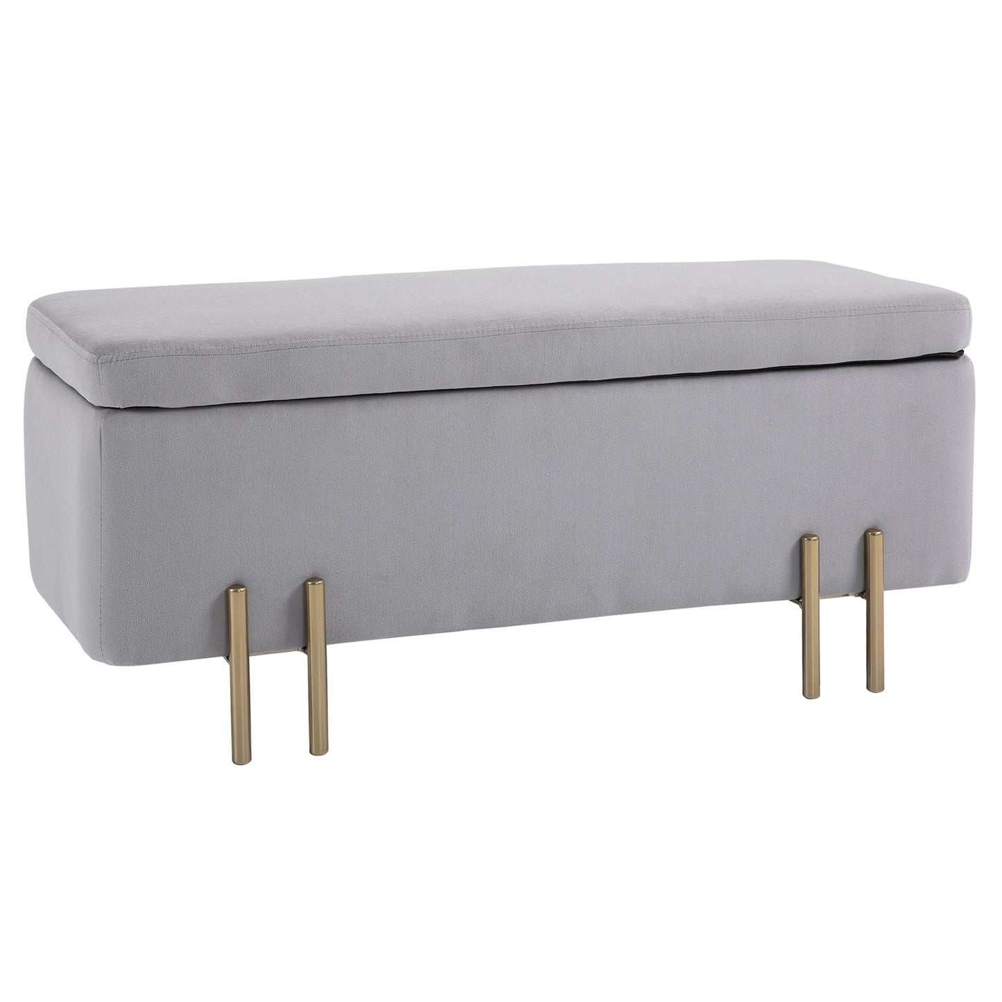 Upholstered storage bench - light gray fabric, 100x40x42 cm