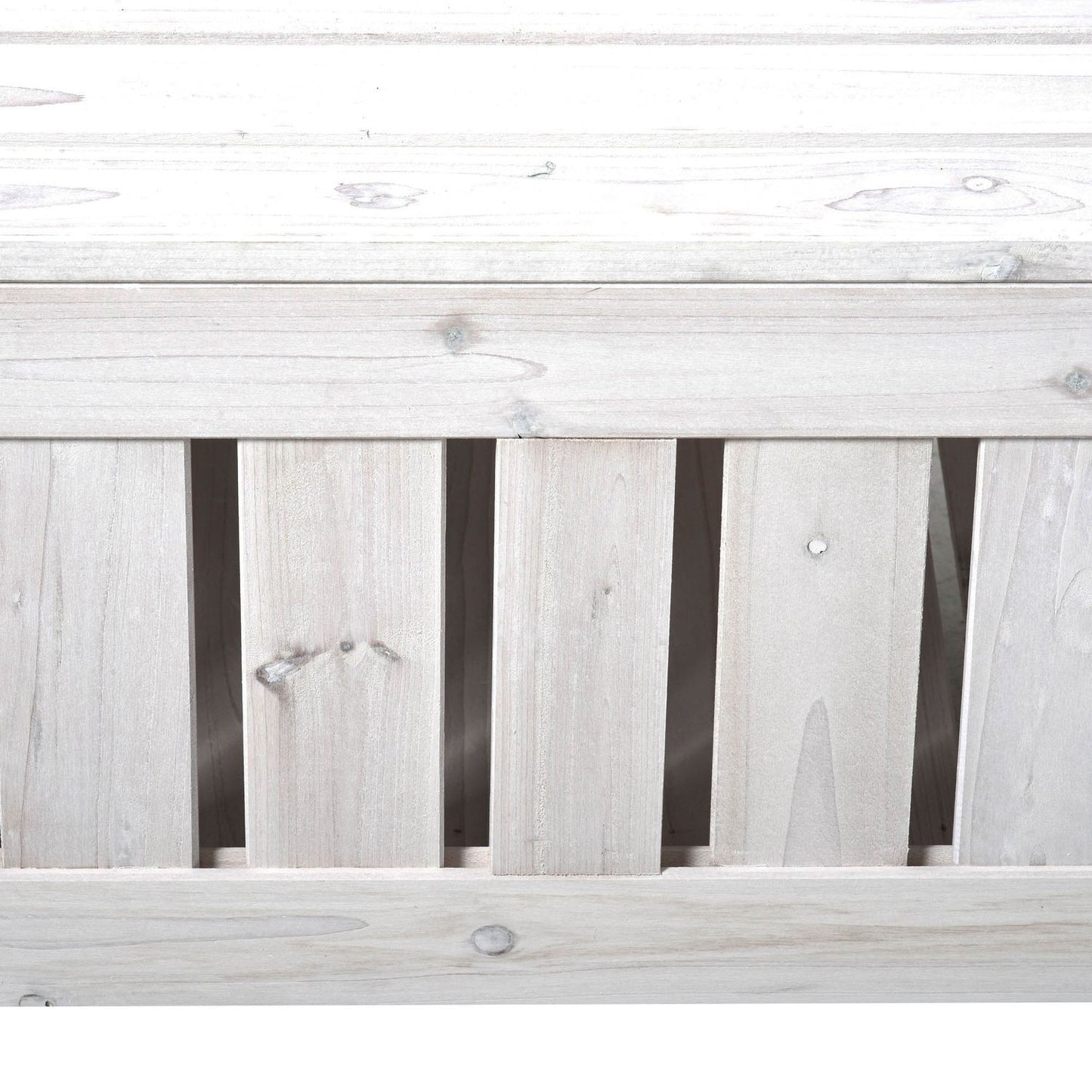Garden storage bench, 2-seater with cushion, white 115 cm